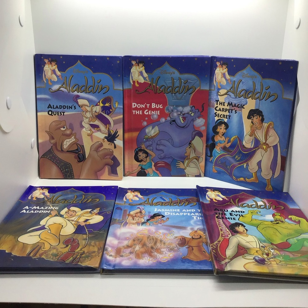 Lot of 6 Vintage Disney Aladdin Series HC Books Homeschool Reading Learning 1993
